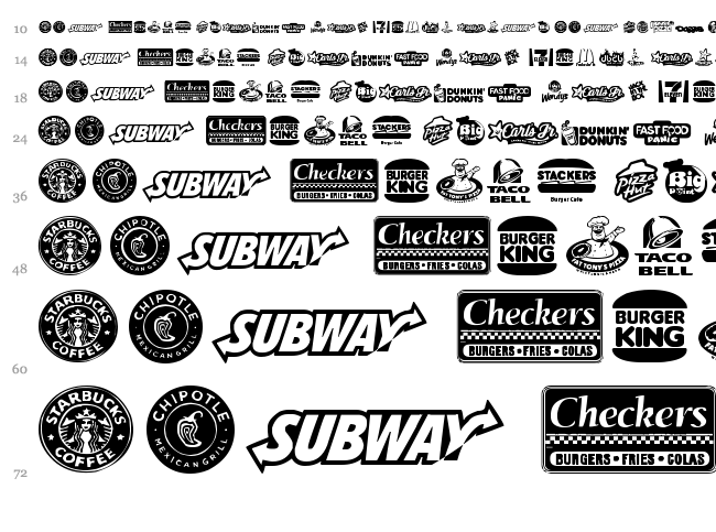Fast Food logos font waterfall